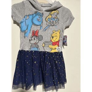 Disney Girls 100 Years Hooded Dress with Tulle Skirt Size 7-8 NWT